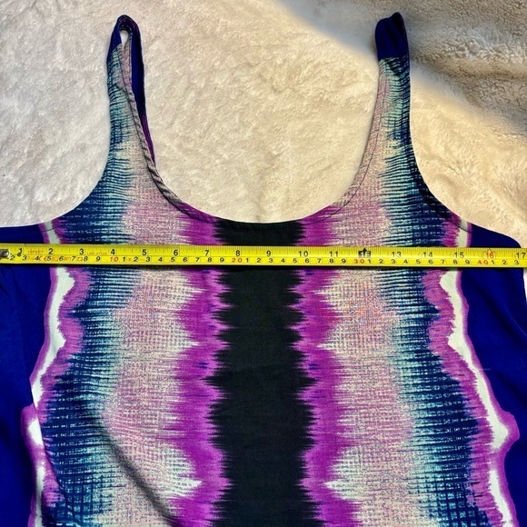 Hurley Tank Small Purple Turquoise Black Abstract Pattern Athletic Stretchy - Picture 12 of 14